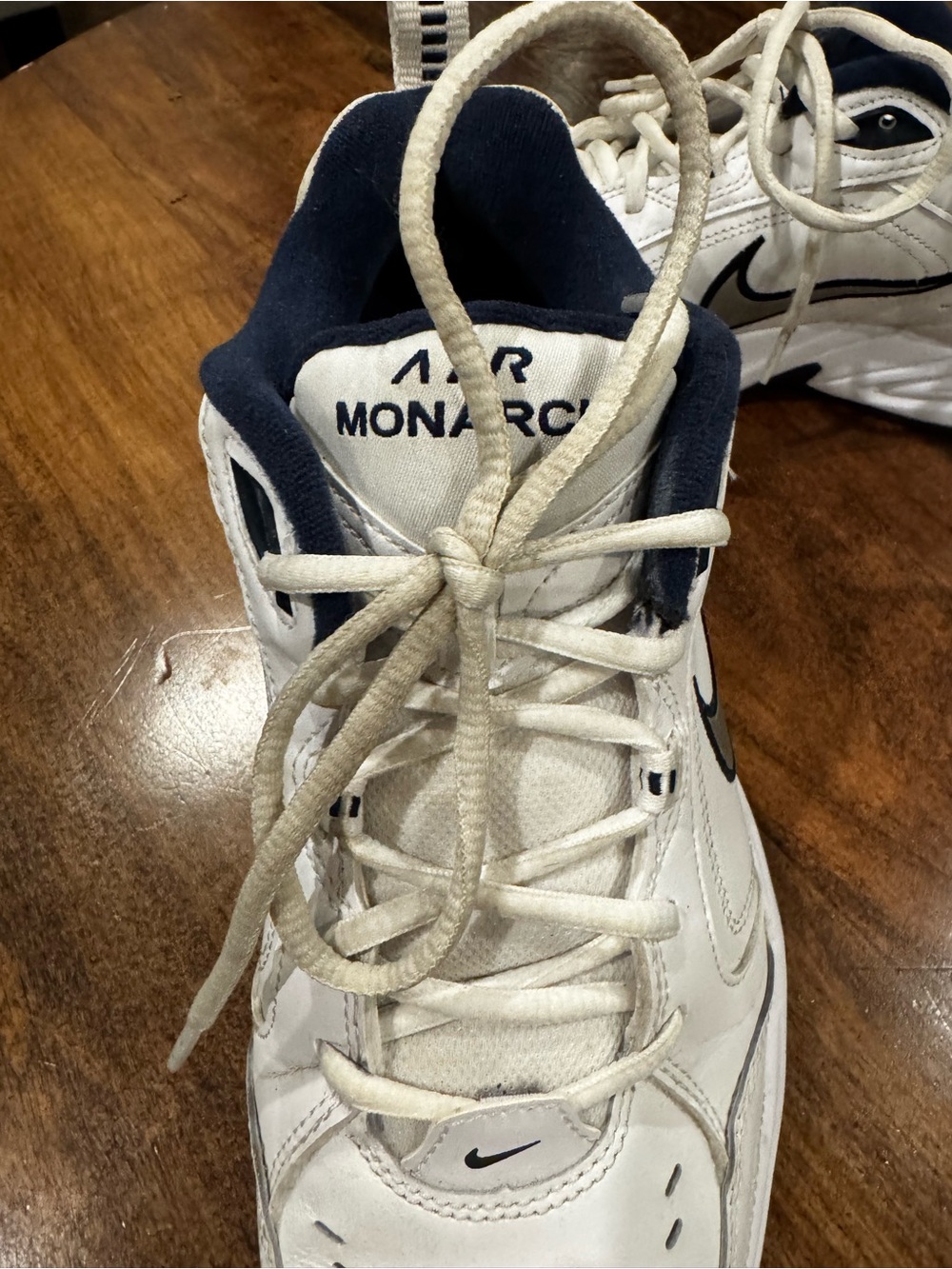 Nike Monarch White and Navy Men's Air Cross-Trainer Sneakers - Picture 6 of 7